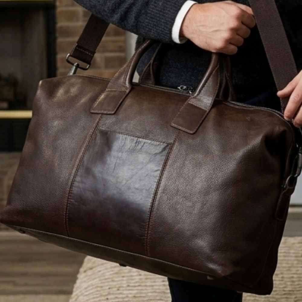 Kenneth Cole Reaction Leather Duffel‎ Men's Brown Leather Duffel Bag